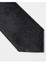 ASOS DESIGN - Cravatta sottile in raso nera con motivo-Nero