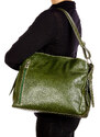 CHIAROSCURO ORNELLA : borsa donna a spalla in cuoio, colore : VERDE, Made in Italy