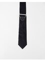 ASOS DESIGN - Cravatta sottile nera con fermacravatta-Nero
