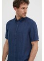 Michael Kors camicia di lino colore blu navy