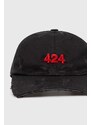 424 berretto da baseball in cotone Distressed Baseball Hat colore nero con applicazione FF4SMY01BP-TE002.999