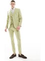 ASOS DESIGN Wedding - Pantaloni da abito skinny in misto lana oliva intrecciato-Verde