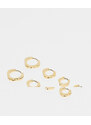 Topshop - Pedro - Confezione da 4 orecchini a cerchio esagonali dorati in acciaio inossidabile resistente all'acqua-Oro
