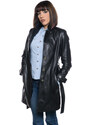 Leather Trend Viviana Bis - Cappotto Donna Nero in vera pelle