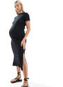 Mama.licious Mamalicious Maternity - Vestito midi in jersey nero con fondo smerlato