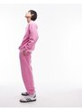 Topman - Joggers oversize rosa acceso lavaggio vintage