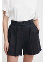 Sisley pantaloncini in lino colore nero
