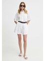 Sisley pantaloncini in lino colore bianco