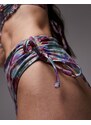 Topshop - Mix and Match - Slip bikini con stampa floreale sfumata e arricciatura-Multicolore