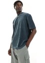 ASOS DESIGN - T-shirt oversize in velour a coste grigio scuro