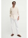 Tommy Hilfiger camicia in lino misto colore beige MW0MW34632
