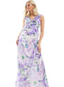 Hope & Ivy Maternity - Vestito lungo con volant frontali a fiori lilla-Viola