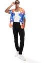 ASOS DESIGN - Camicia comoda con stampa a fiori effetto caleidoscopio e rever-Multicolore