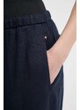 Tommy Hilfiger pantaloni in lino colore blu navy WW0WW41347