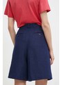 Polo Ralph Lauren pantaloncini in lino colore blu navy 211943763