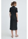 Liviana Conti vestito di lino colore nero L4SL25