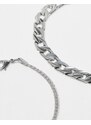 ASOS DESIGN - Confezione di 2 bracciali a catena color argento
