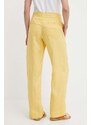 Lauren Ralph Lauren pantaloni in lino colore giallo