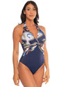 Linea Sprint Costume Da Bagno Intero Donna Con Allacciatura Al Collo Interi Blu Taglia 44