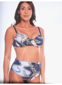 Linea Sprint Bikini Donna a Vita Alta Con Stampe Blu Taglia 50