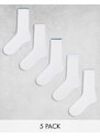 ASOS DESIGN - Confezione da 5 calze bianche con bordo a contrasto-Bianco