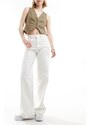 Pull&Bear - Jeans a vita alta e fondo ampio bianchi-Bianco
