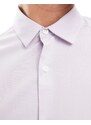 ASOS DESIGN - Camicia slim elasticizzata lilla con maniche risvoltate-Viola