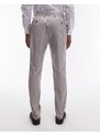 Topman - Pantaloni da abito slim in lino color pietra-Neutro