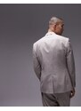 Topman - Giacca da abito slim fit in lino color pietra-Neutro