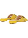 LORENZO MARI - Sandalo in rafia con accessorio in pietre - Colore: Giallo,Taglia: 38