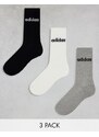 adidas Originals - Confezione da 3 paia di calzini a metà polpaccio bianchi, grigi e neri-Multicolore