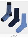 River Island - Confezione da 3 paia di calzini blu-Nero