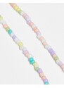 Pieces - Confezione da 2 collane con perline piccole multicolore e dettaglio con perla