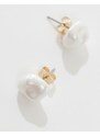 Pieces - Orecchini crema a bottoni con perle sintetiche-Bianco