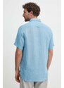 Tommy Hilfiger camicia di lino colore blu MW0MW35207