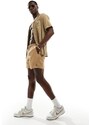 Polo Ralph Lauren - Prepsters - Pantaloncini color kaki cuoio in lino con logo iconico in coordinato-Marrone