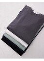 Topman - Confezione da 5 T-shirt classiche nera, bianca, blu navy, antracite e salvia-Multicolore
