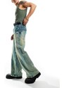 COLLUSION - x013 - Jeans con fondo ampio a vita medio alta lavaggio verde