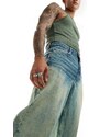 COLLUSION - x013 - Jeans con fondo ampio a vita medio alta lavaggio verde