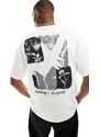 Jack & Jones - T-shirt oversize bianca con stampa di fiore sul retro-Bianco