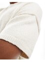 ASOS DESIGN - T-shirt vestibilità comoda squadrata in maglia écru fiammata testurizzata-Neutro