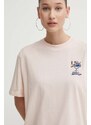 Kaotiko t-shirt in cotone colore rosa con applicazione