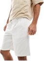 ASOS DESIGN - Pantaloncini chino con doppia piega bianchi taglio lungo-Bianco