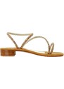SIANO VIA ROMA - Sandalo in camoscio con strass - Colore: Marrone,Taglia: 41