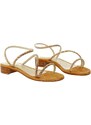 SIANO VIA ROMA - Sandalo in camoscio con strass - Colore: Marrone,Taglia: 41
