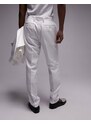 Topman - Pantaloni da abito slim stile smoking bianchi-Bianco