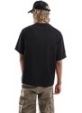 G-Star - T-Shirt oversize nera con stampa con logo centrale-Nero
