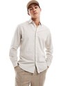 Selected Homme - Camicia a maniche lunghe in misto lino beige-Neutro