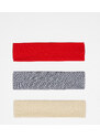 DesignB London DesignB - Confezione da 3 fasce per capelli beige, grigia e rossa-Rosso
