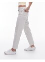 Topshop - Jeans dritti a vita medio alta taglio corto bianco sporco con bordi grezzi